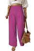 Smocked Wide Waistband High Waist Wide Leg Pants